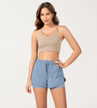 2 in 1 Athletic Shorts with Pockets Light Blue - ododos