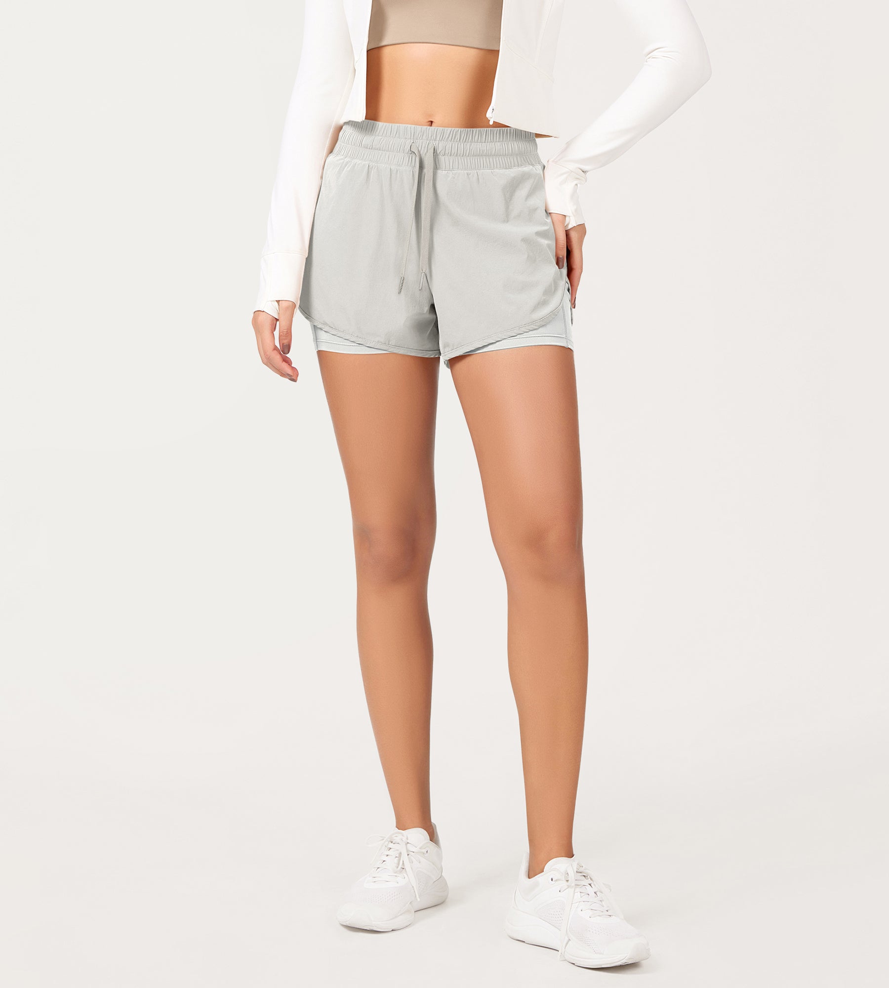 2 in 1 Athletic Shorts with Pockets - ododos