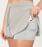 2 in 1 Athletic Shorts with Pockets - ododos