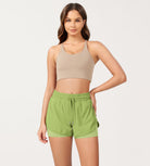 2 in 1 Athletic Shorts with Pockets Lime Green - ododos