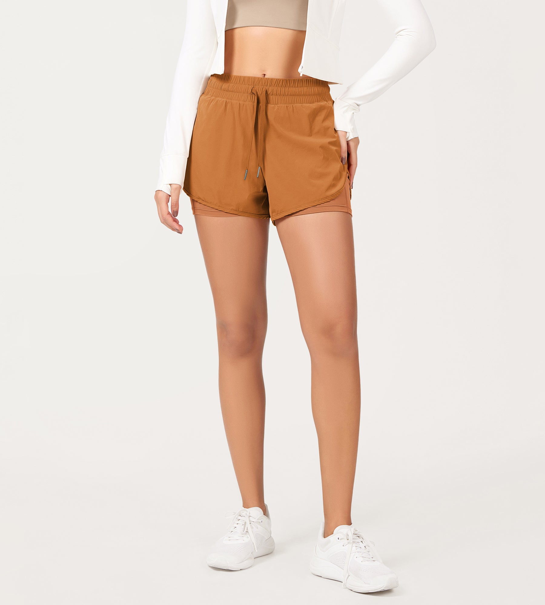 2 in 1 Athletic Shorts with Pockets - ododos