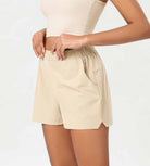 Stretch Woven High Waist Relaxed Shorts - ododos