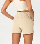 Stretch Woven High Waist Relaxed Shorts - ododos