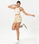 Stretch Woven High Waist Relaxed Shorts - ododos