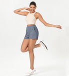 Stretch Woven High Waist Relaxed Shorts - ododos