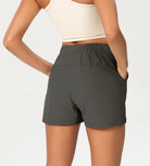 Stretch Woven High Waist Relaxed Shorts - ododos