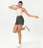 Stretch Woven High Waist Relaxed Shorts - ododos