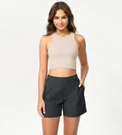 Cotton Soft Woven Relaxed Trouser Shorts Charcoal - ododos