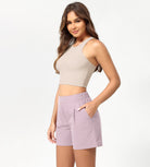 Cotton Soft Woven Relaxed Trouser Shorts Lavender - ododos