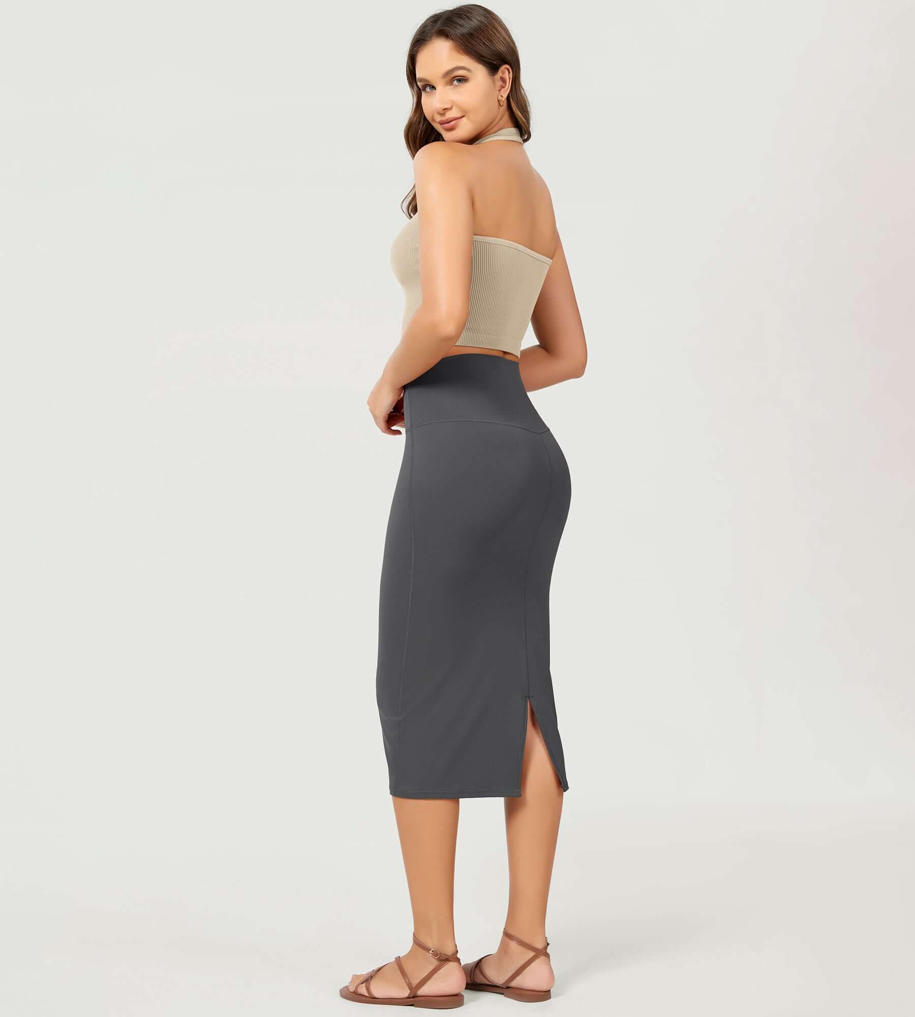 Women's High Waist Back Slit Bodycon Slim-Fit Pencil Skirts - ododos