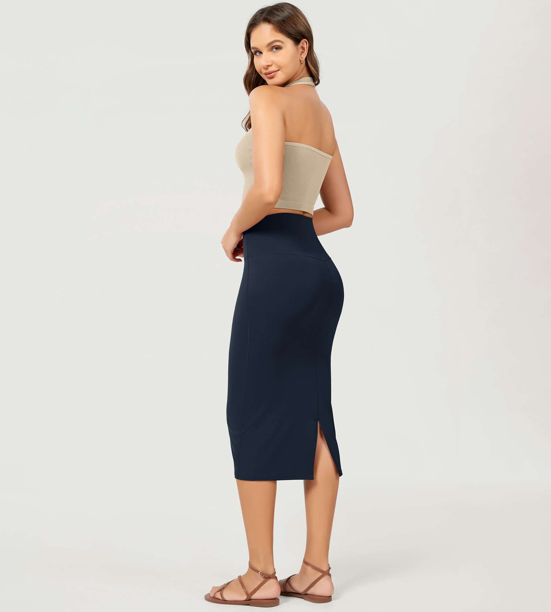 Women's High Waist Back Slit Bodycon Slim-Fit Pencil Skirts - ododos