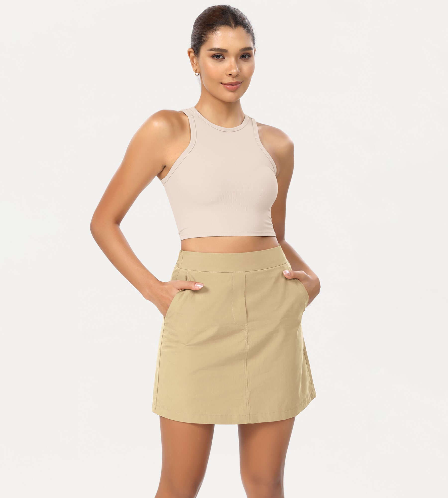 Stylish Cotton A Line Mini Skirts with Pockets Charcoal M