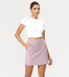 Cotton A-Line Mini Skirts with Pockets Lavender - ododos