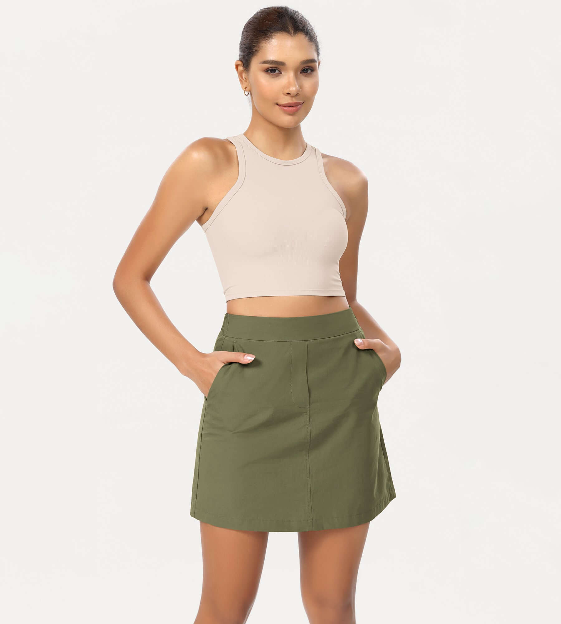 Cotton A Line Mini Skirts with Pockets