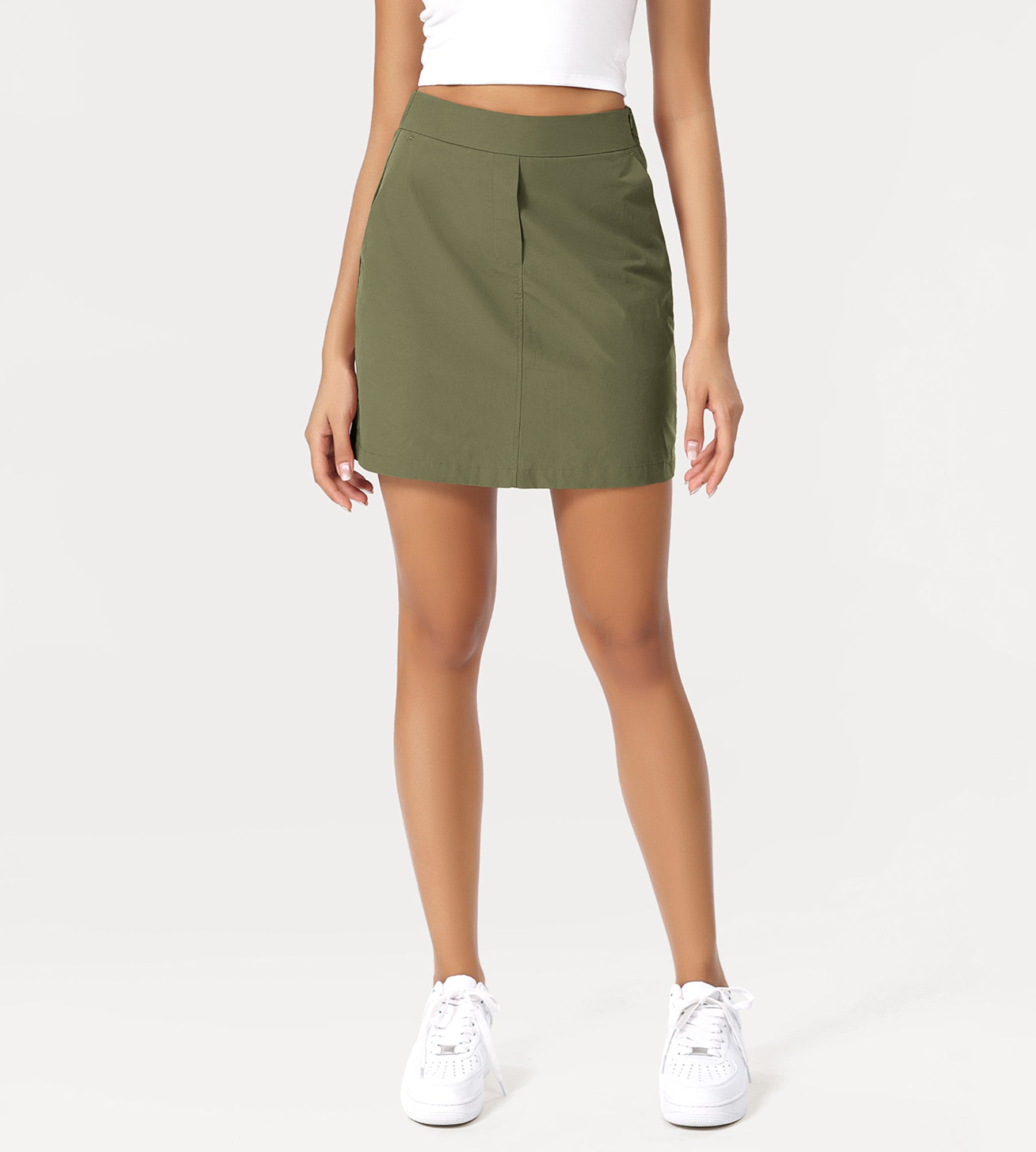 Cotton A-Line Mini Skirts with Pockets - ododos