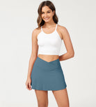 Pleated Crossover Tennis Skorts Aegean Blue - ododos