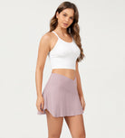 Pleated Crossover Tennis Skorts Fragrant Lilac - ododos