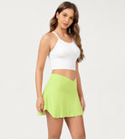 Pleated Crossover Tennis Skorts Lime Green - ododos