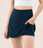 High Waist Tennis Skorts with Pockets Deep Navy - ododos