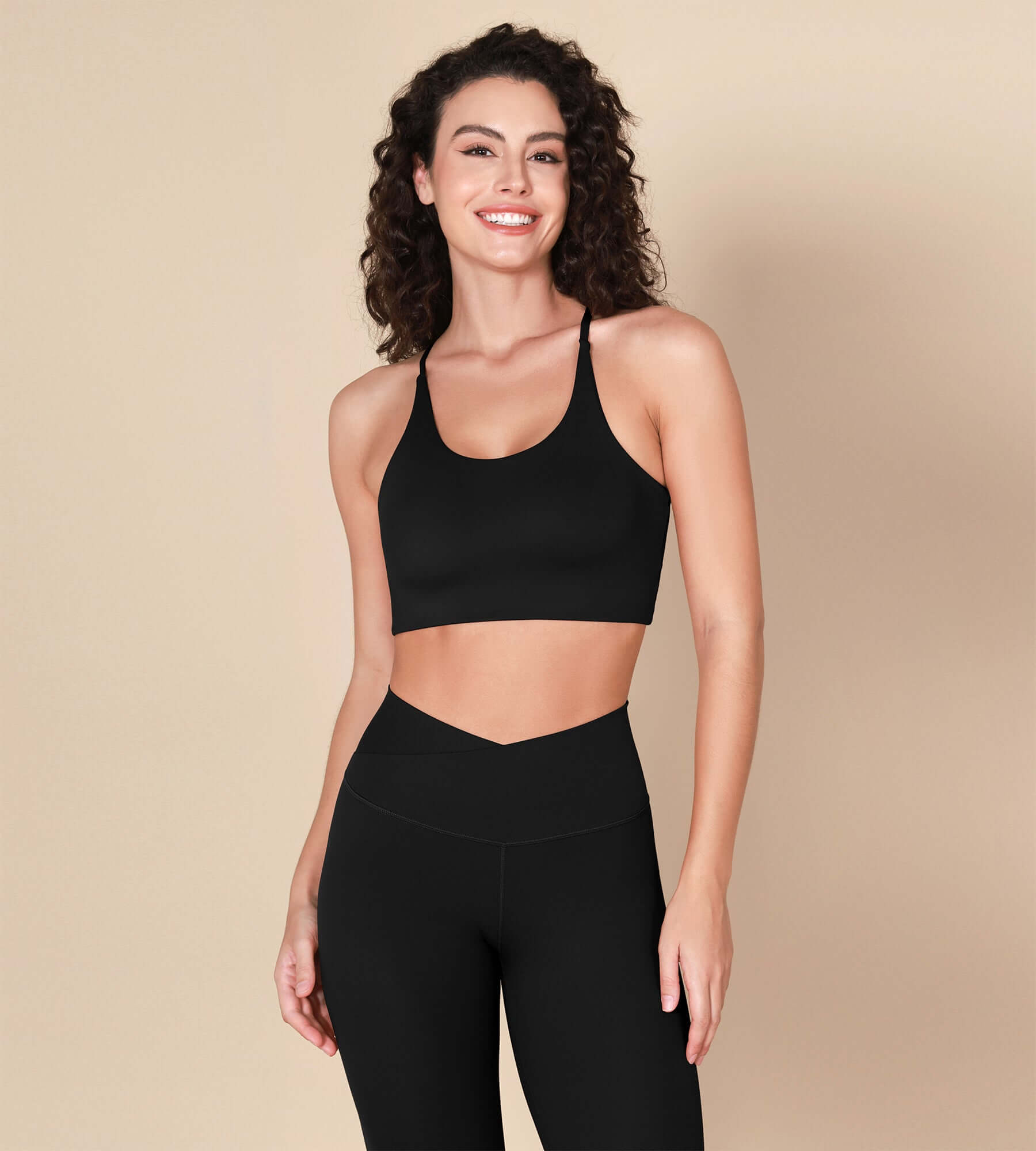 Halter Racerback Sports Bra Black - ododos