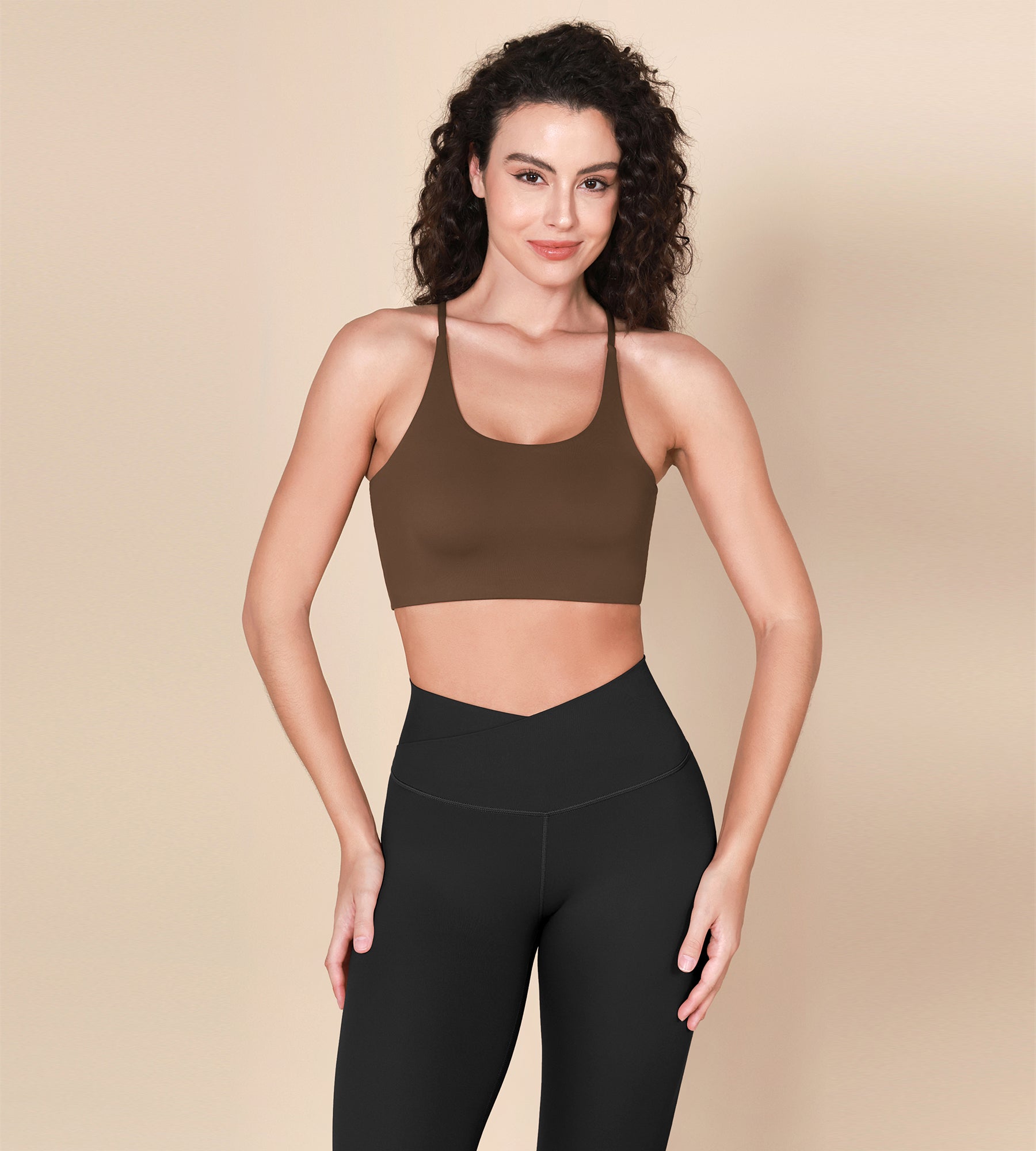 Halter Racerback Sports Bra Brunette - ododos