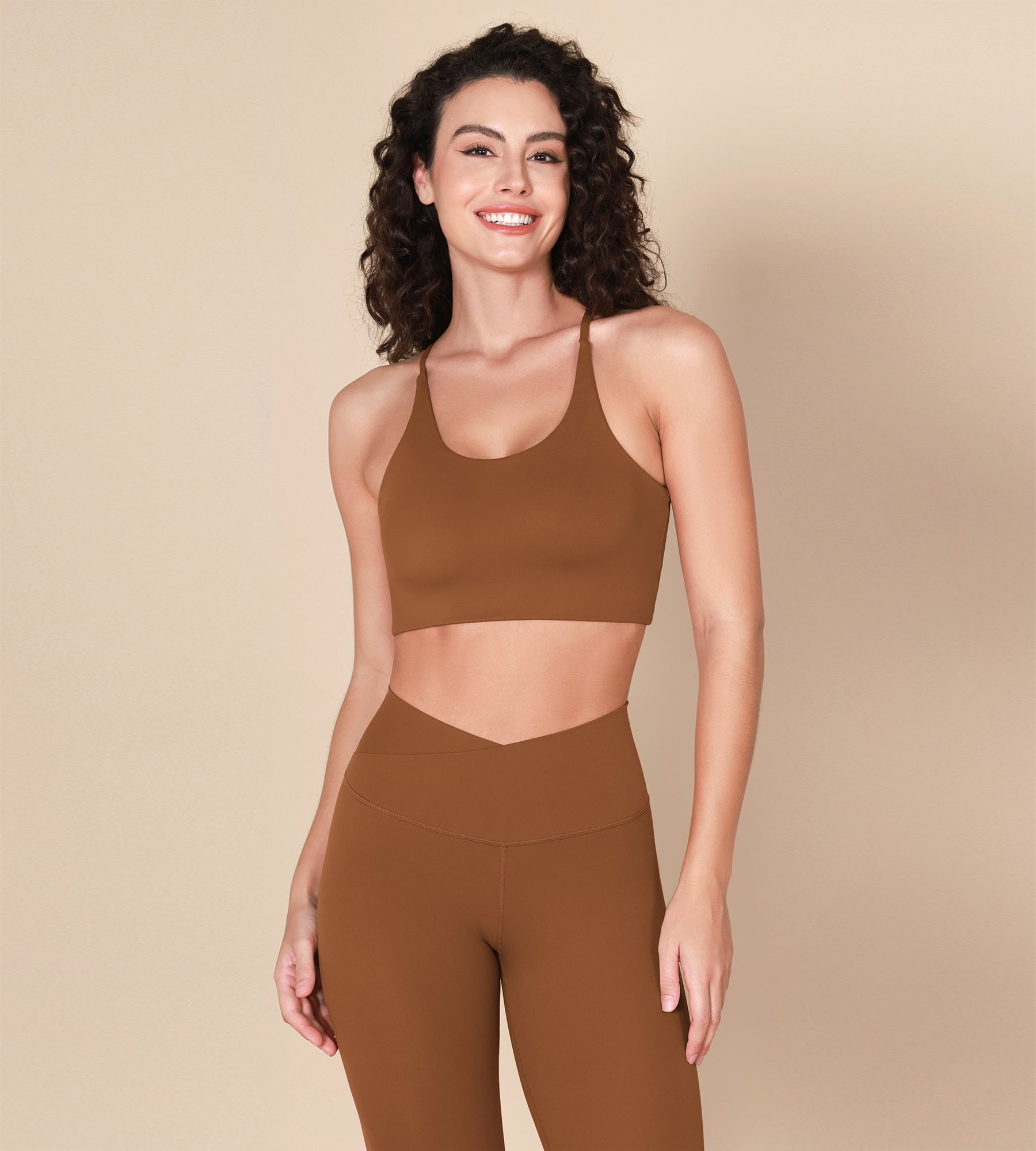 Halter Racerback Sports Bra Caramel - ododos