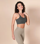 Halter Racerback Sports Bra Charcoal - ododos