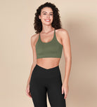 Halter Racerback Sports Bra Dark Olive - ododos