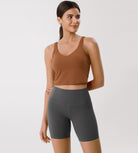 Cloud Feeling U Back Sports Bra Caramel Crop Length - ododos