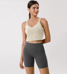 Cloud Feeling U Back Sports Bra Oat Milk Crop Length - ododos