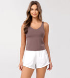 Cloud Feeling U Back Sports Bra Purple Taupe Waist Length - ododos