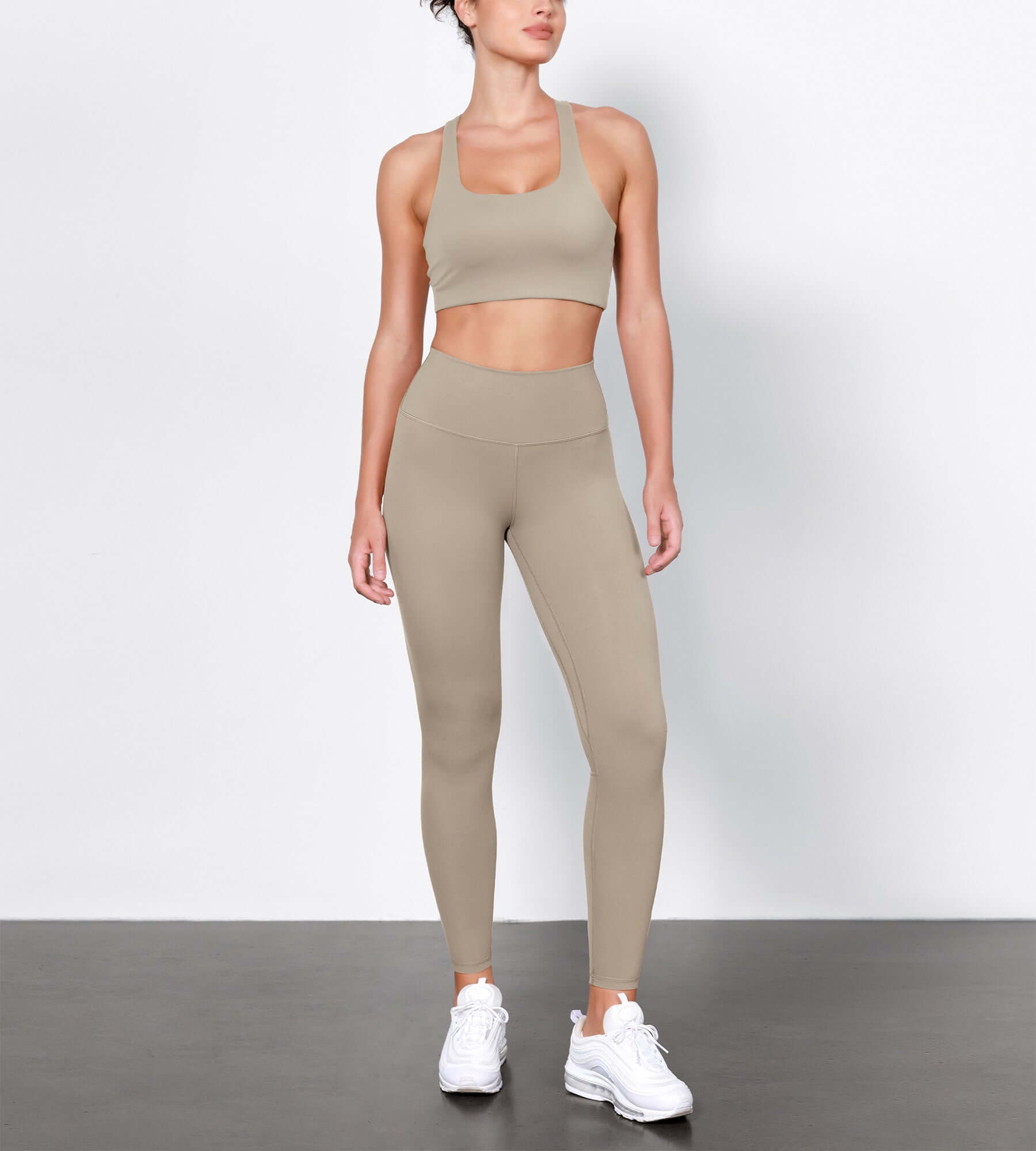 Beige yoga pants best sale