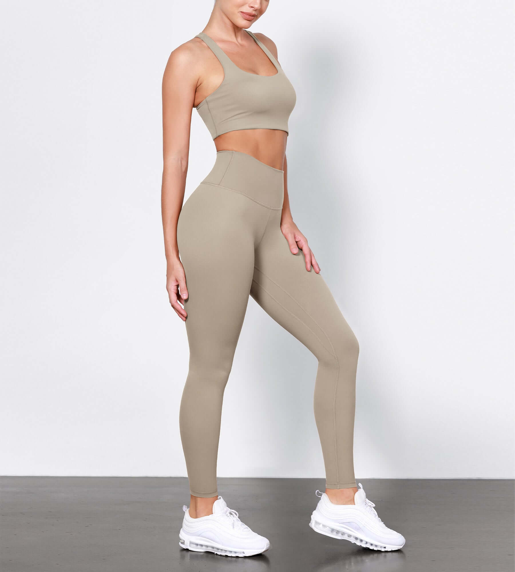 ODLIFT 28 High Waist Compression Yoga Leggings Shaker Beige - ododos