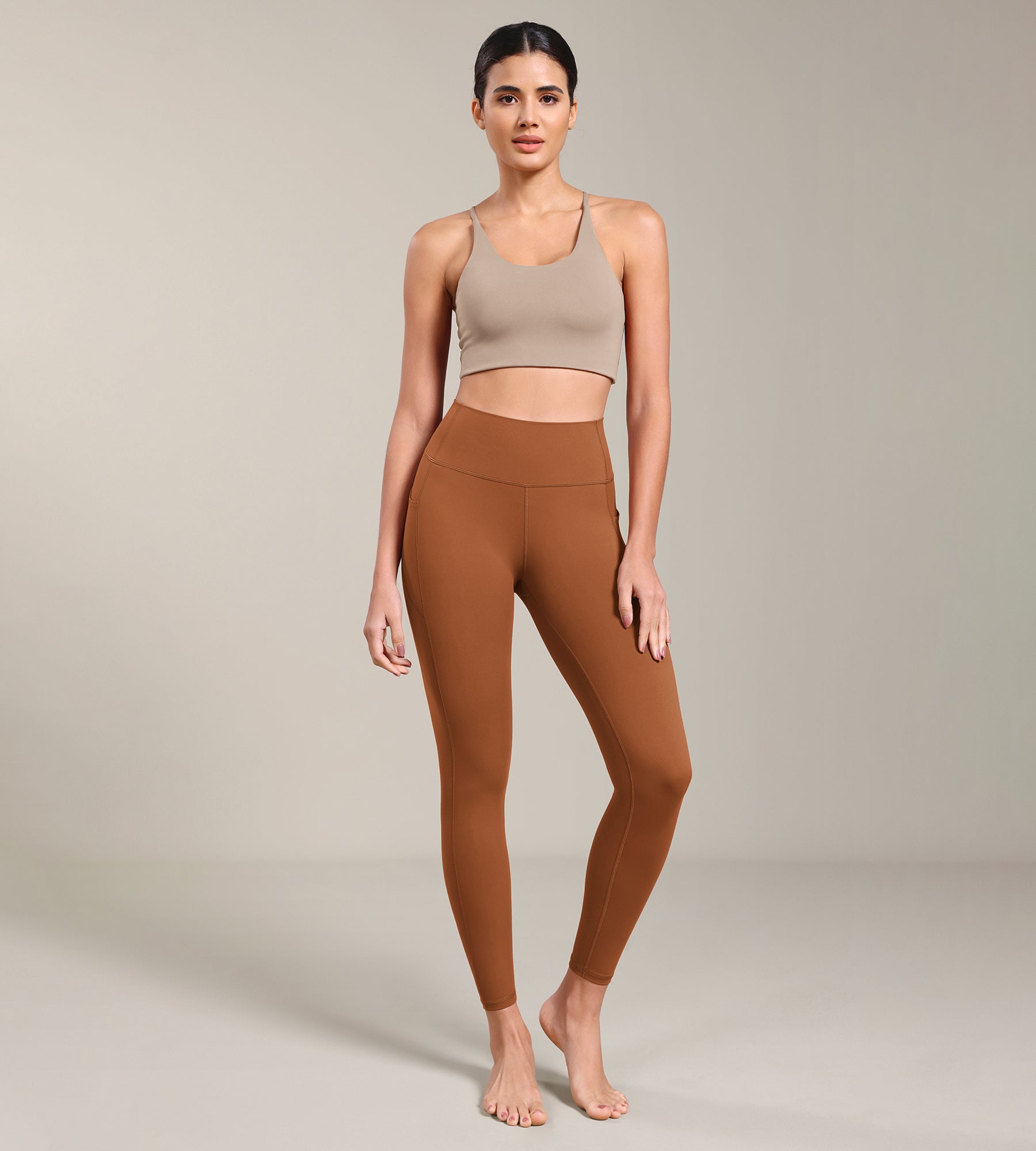 ODLIFT 7/8 Compression Leggings with Pockets Caramel - ododos