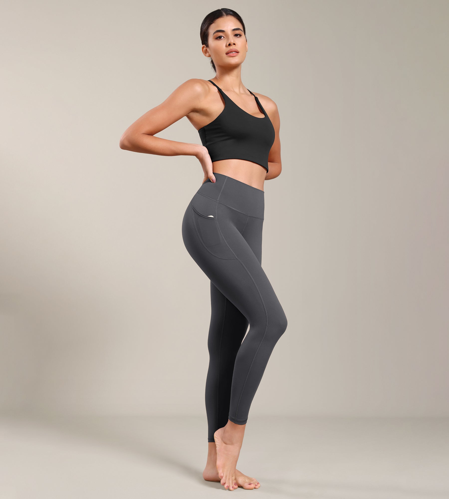 ODLIFT 7/8 Compression Leggings with Pockets Charcoal - ododos