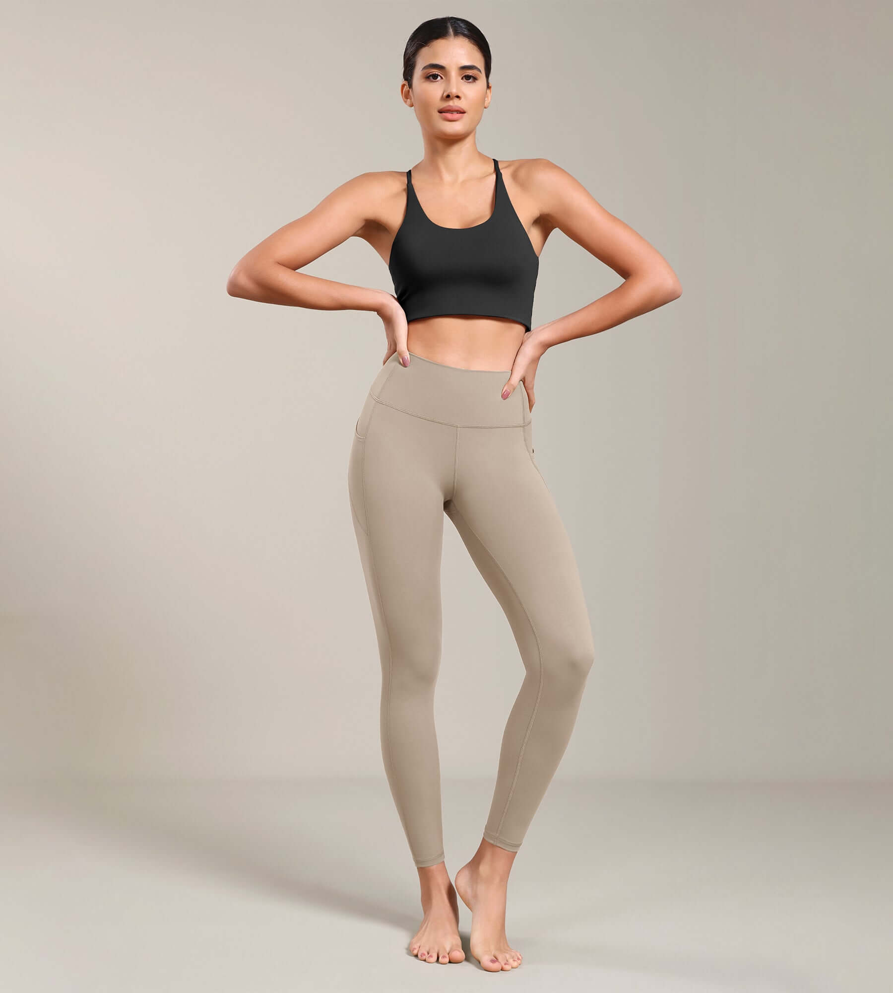 ODLIFT 7/8 Compression Leggings with Pockets Shaker Beige - ododos