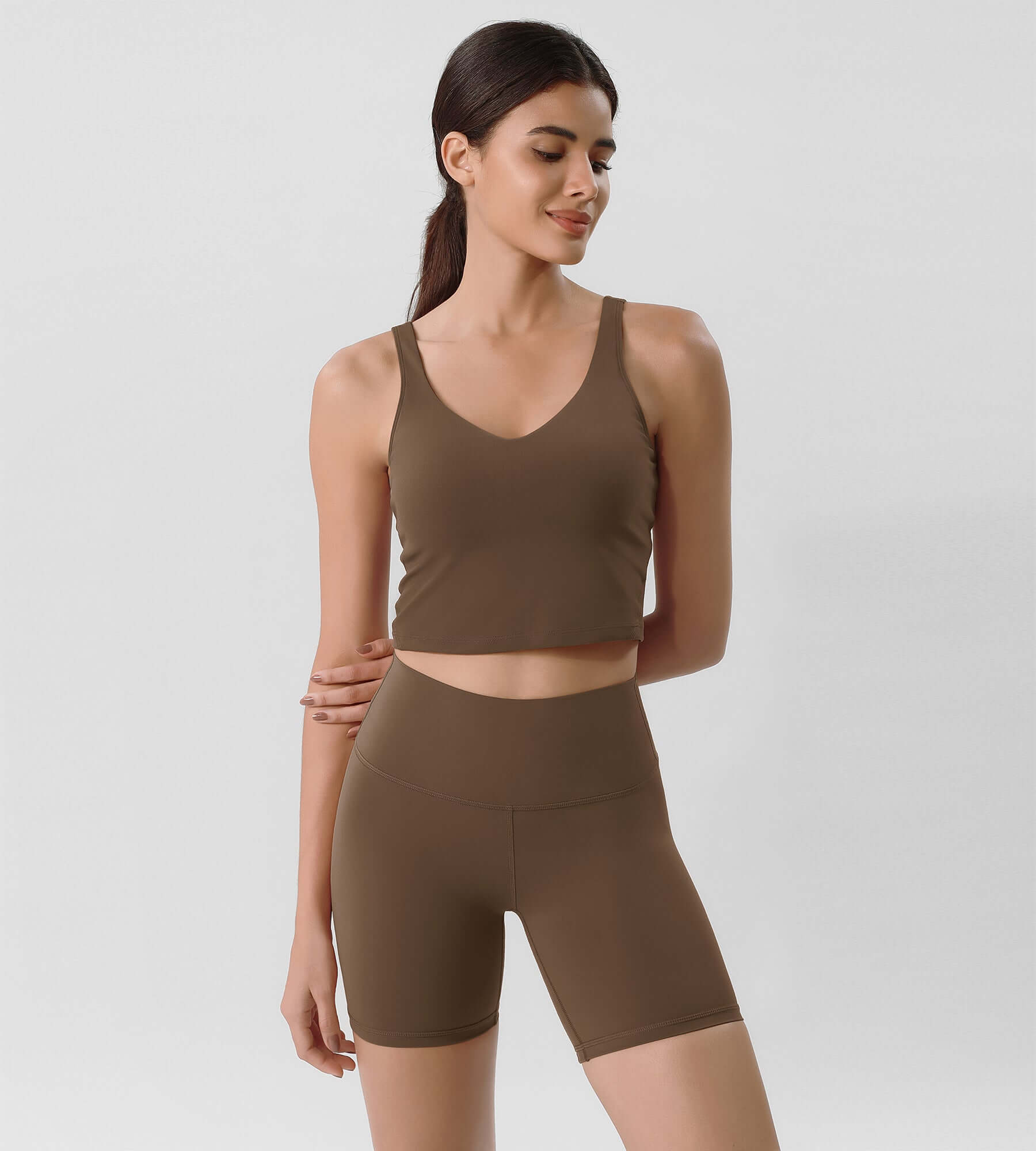 ODLIFT 6 High Waist Biker Shorts Brunette - ododos