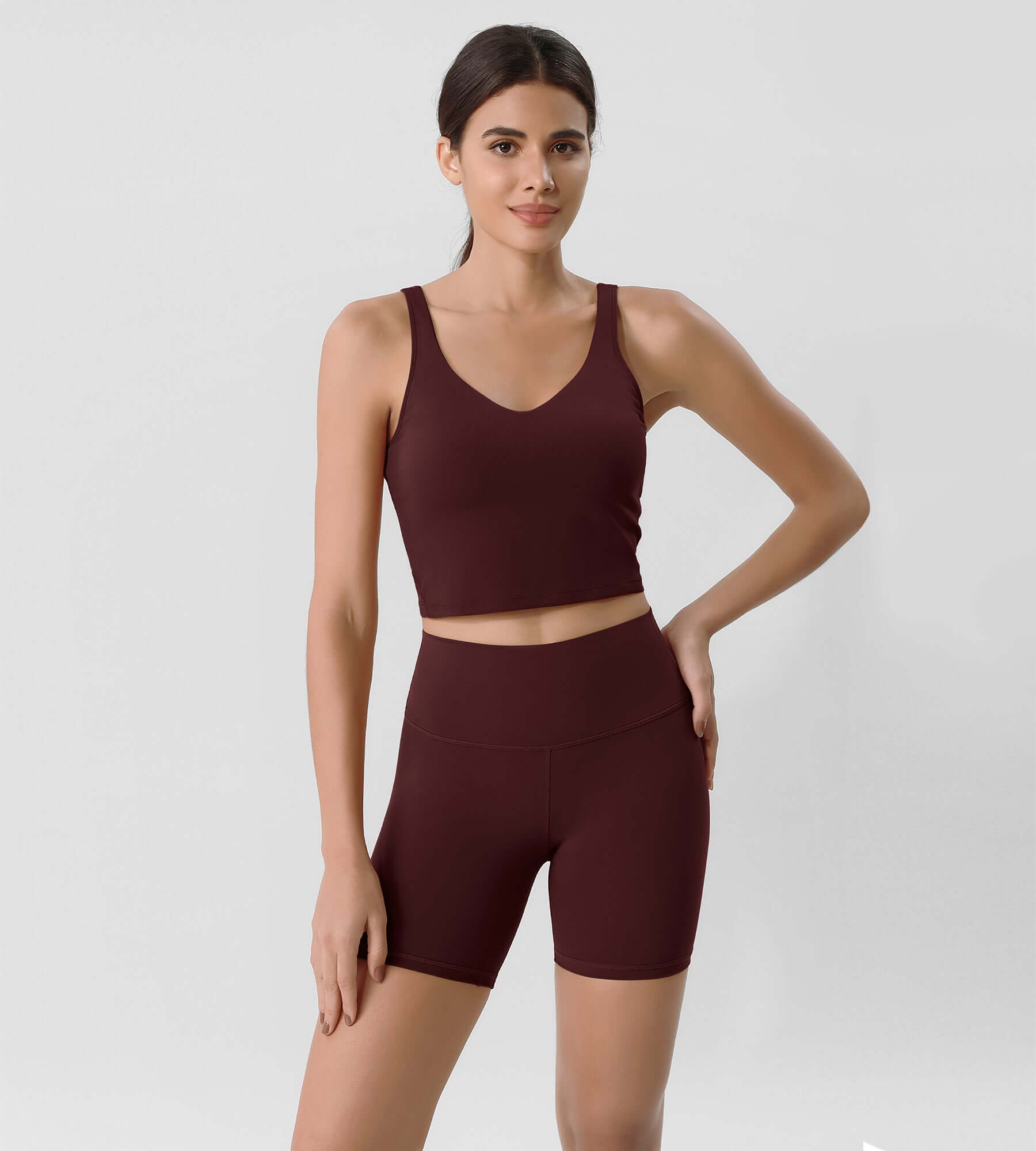 ODLIFT 6 High Waist Biker Shorts Burgundy - ododos