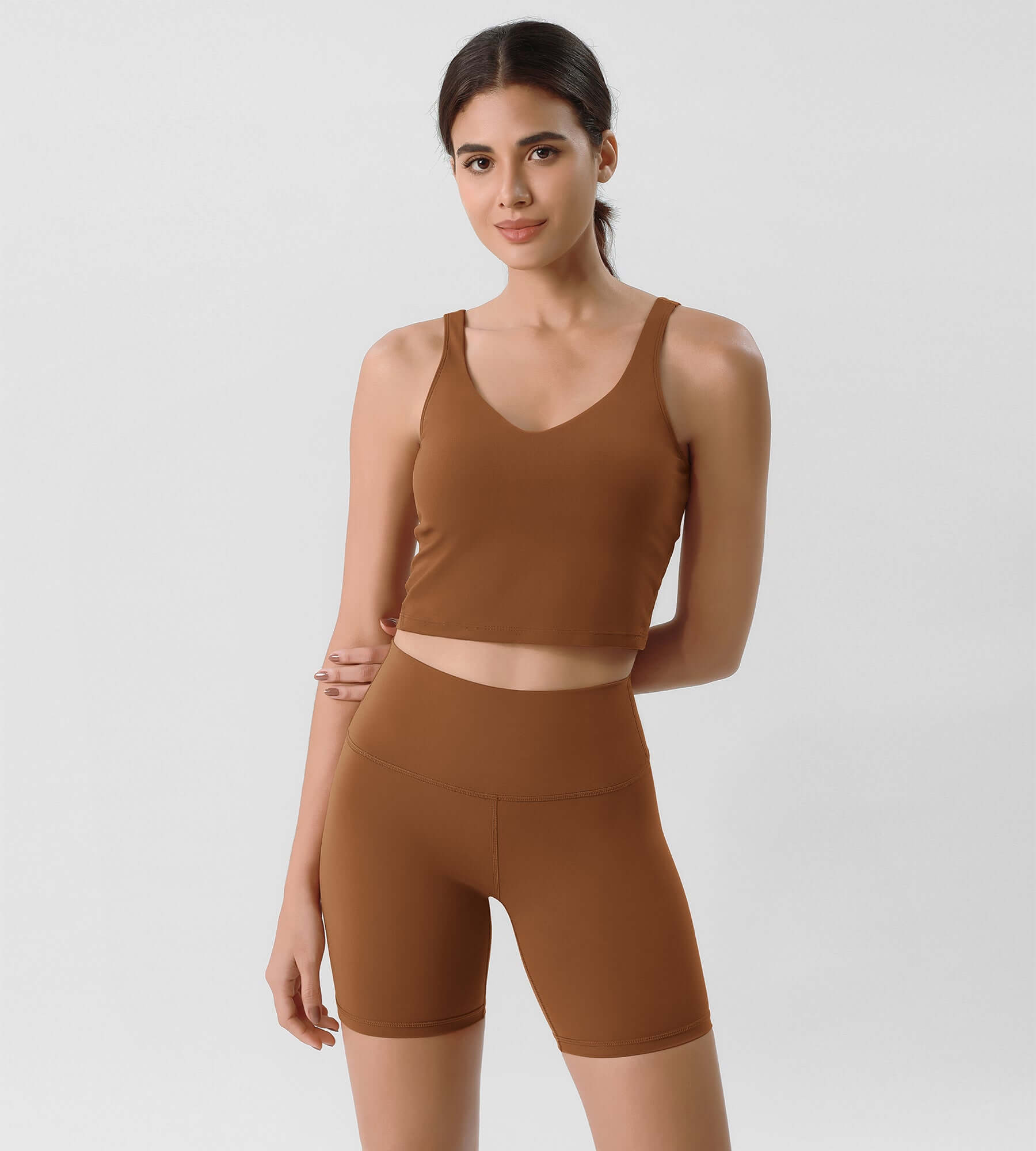 ODLIFT 6 High Waist Biker Shorts Caramel - ododos