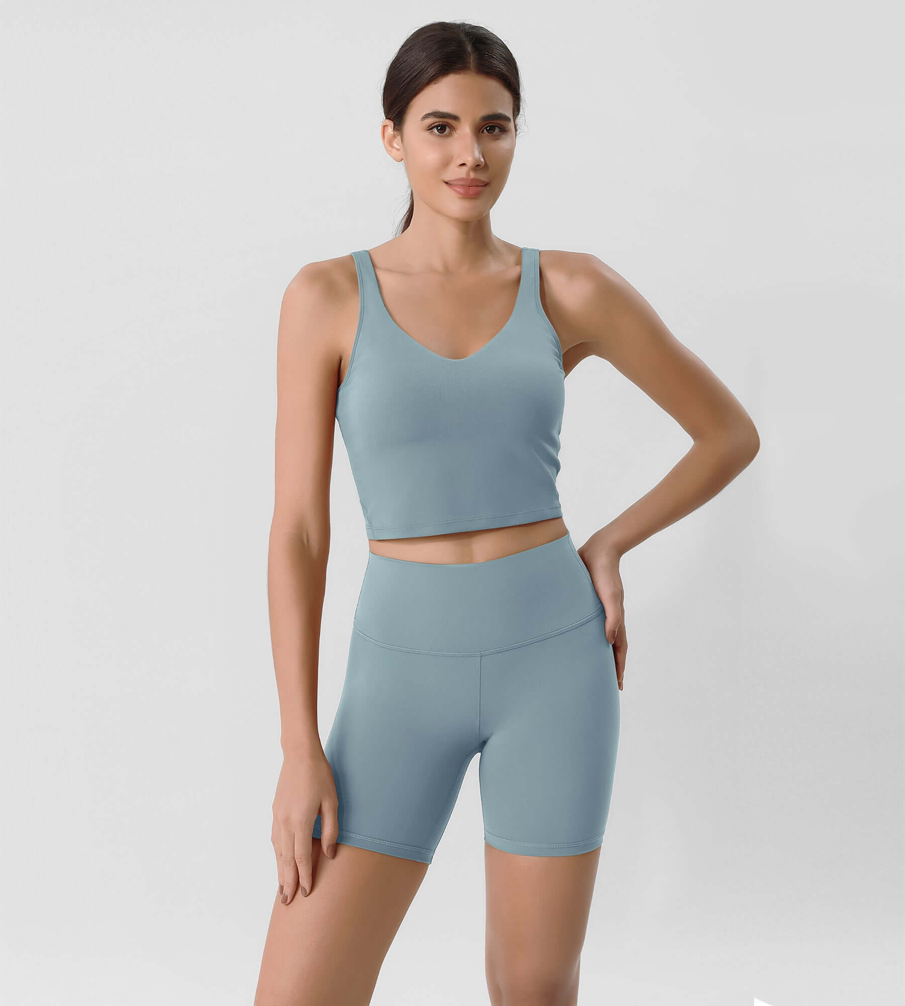 ODLIFT 6 High Waist Biker Shorts Chambray - ododos