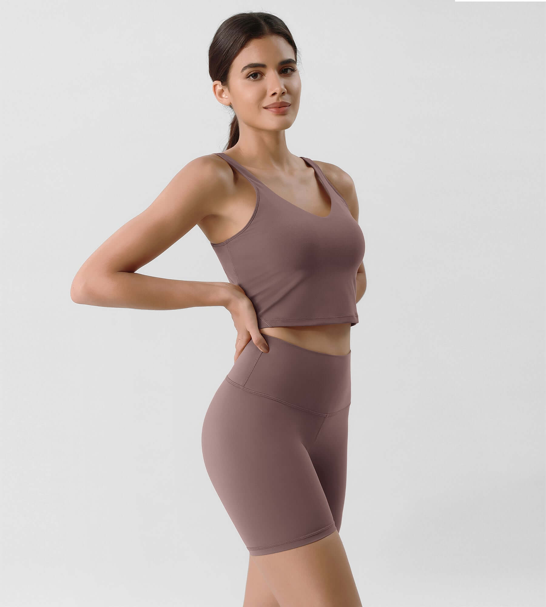 ODLIFT 6 High Waist Biker Shorts Purple Taupe - ododos