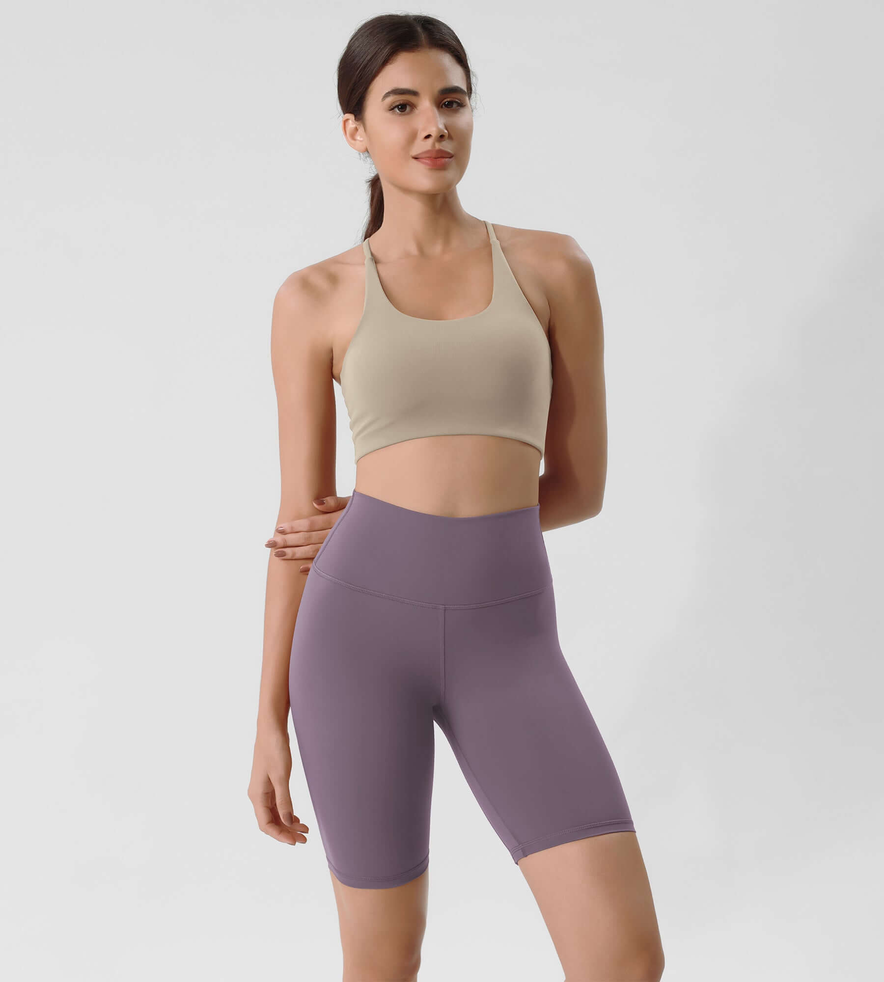ODLIFT 8 High Waist Biker Shorts Ash Violet - ododos