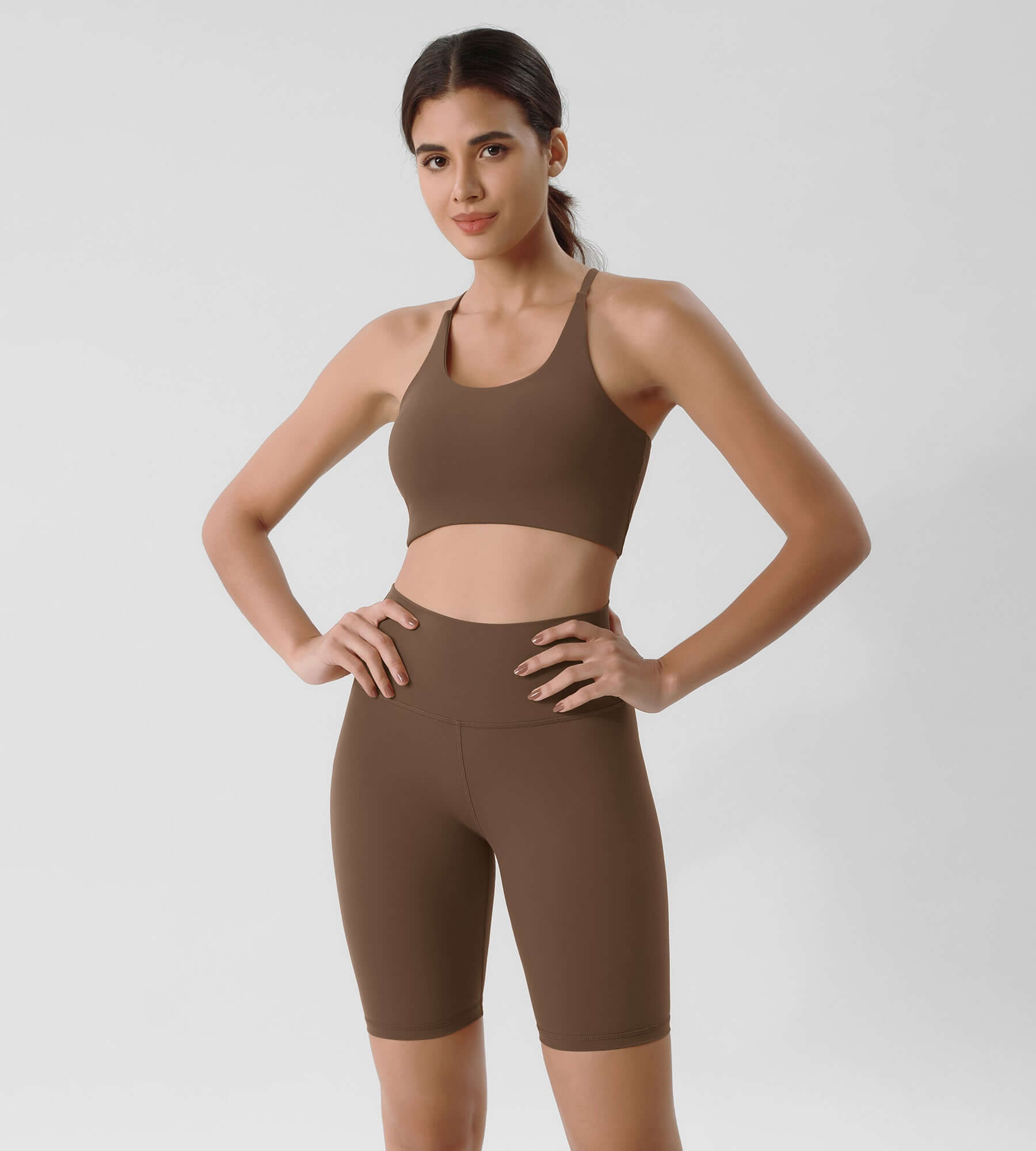 ODLIFT 8 High Waist Biker Shorts Brunette - ododos