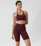 ODLIFT 8" High Waist Biker Shorts Burgundy - ododos