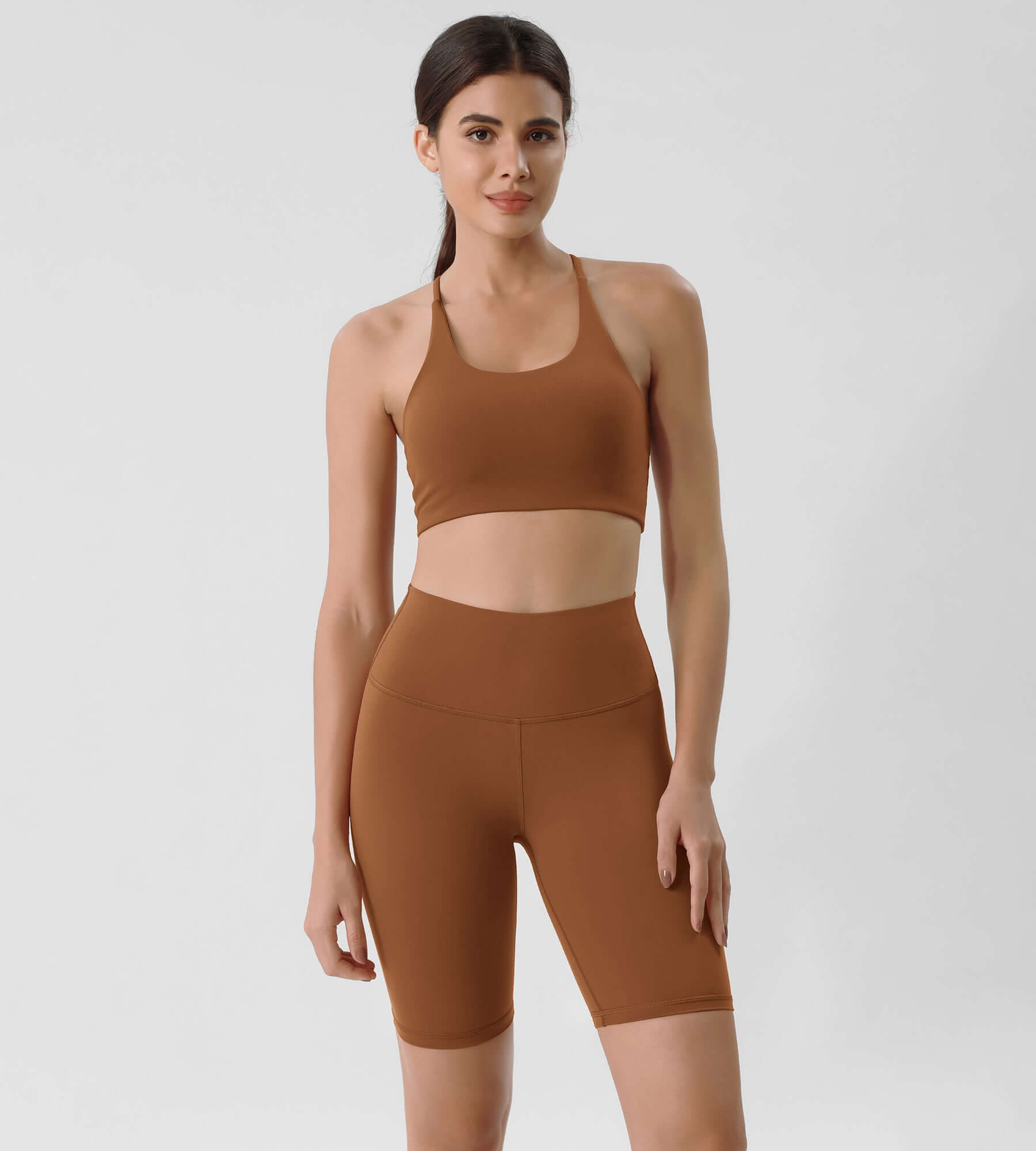 ODLIFT 8 High Waist Biker Shorts Caramel - ododos