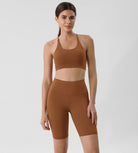 ODLIFT 8" High Waist Biker Shorts Caramel - ododos