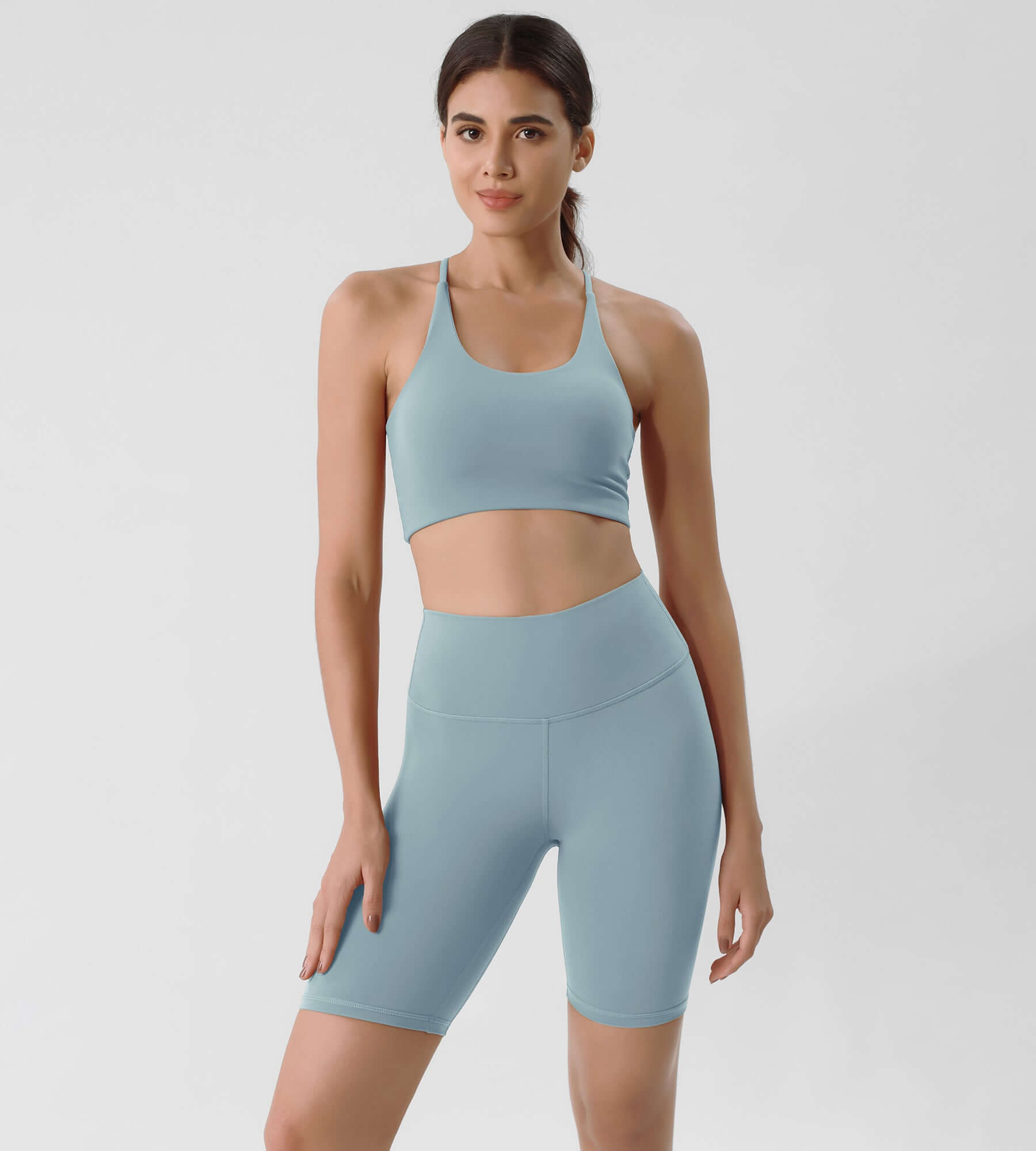 ODLIFT 8 High Waist Biker Shorts Chambray - ododos