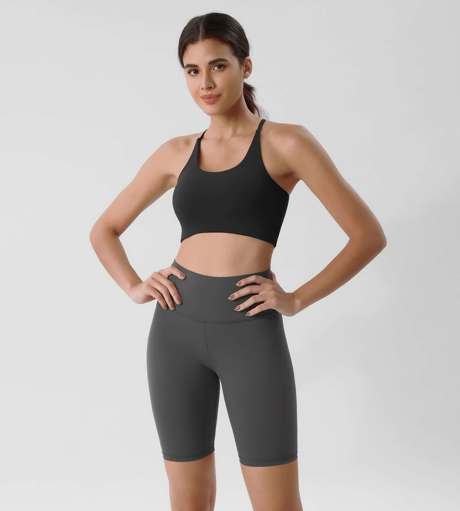 ODLIFT 8 High Waist Biker Shorts Charcoal - ododos