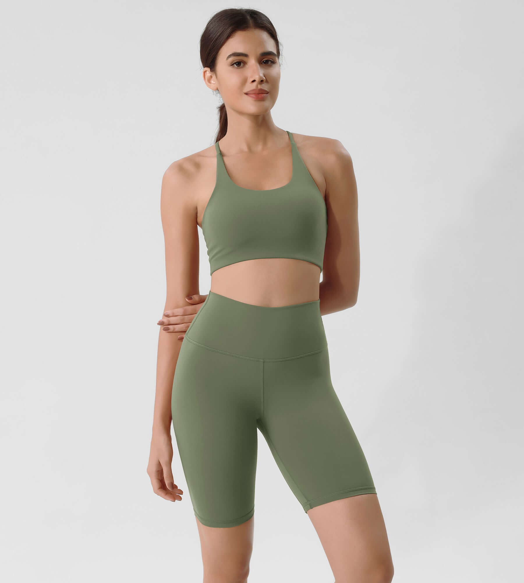 ODLIFT 8 High Waist Biker Shorts Dark Olive - ododos