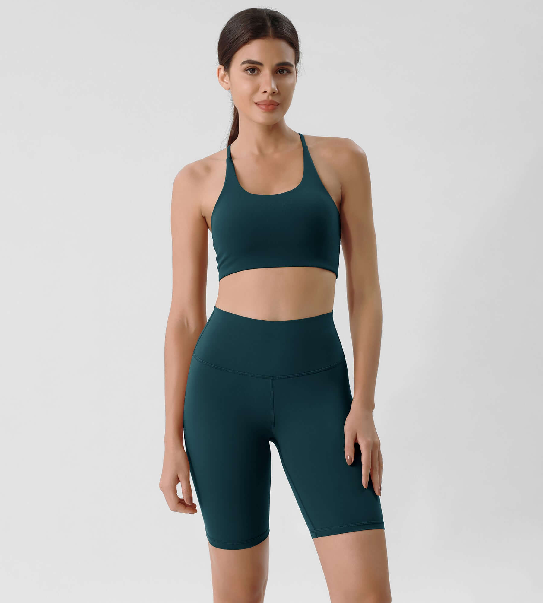 ODLIFT 8 High Waist Biker Shorts Forest Teal - ododos